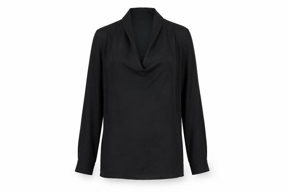Warehouse Womens Black Polyester Basic Blouse Size 8 Cowl Neck
