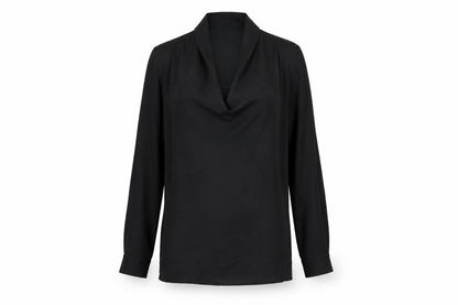 Warehouse Womens Black Polyester Basic Blouse Size 8 Cowl Neck