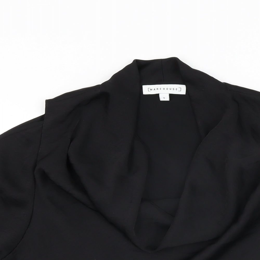 Warehouse Womens Black Polyester Basic Blouse Size 8 Cowl Neck