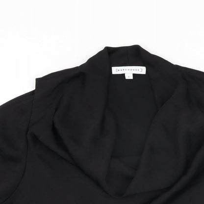Warehouse Womens Black Polyester Basic Blouse Size 8 Cowl Neck