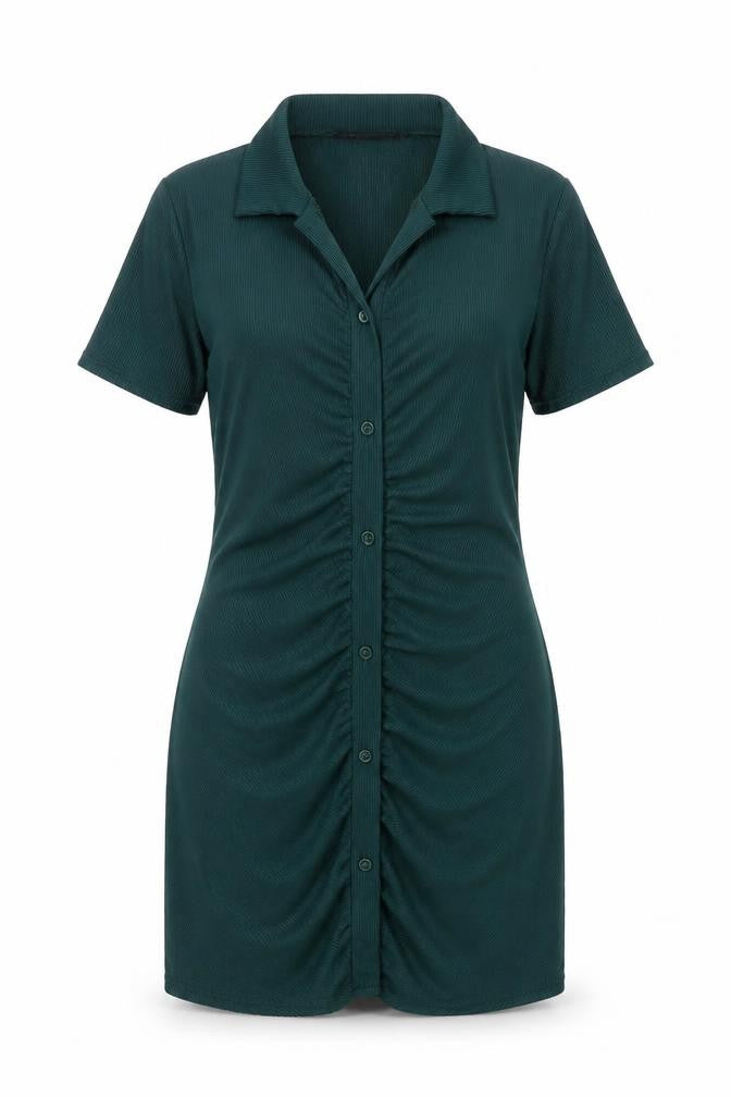 Just Your Outfit Womens Green Polyester Bodycon Size M Collared Button