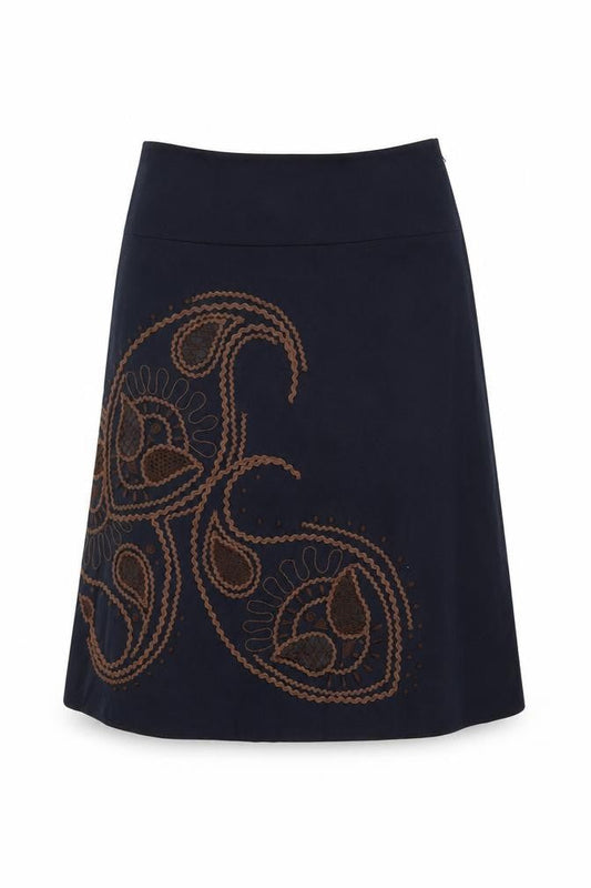 Next Womens Black Geometric Wool Swing Skirt Size 12 Zip
