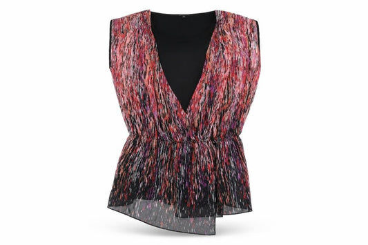 Marks and Spencer Womens Black Geometric Polyester Basic Blouse Size 12 Round Neck