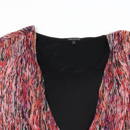 Marks & Spencer Womens Black Geometric Polyester Basic Blouse Size 12 Round Neck