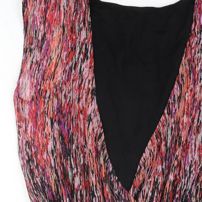 Marks & Spencer Womens Black Geometric Polyester Basic Blouse Size 12 Round Neck