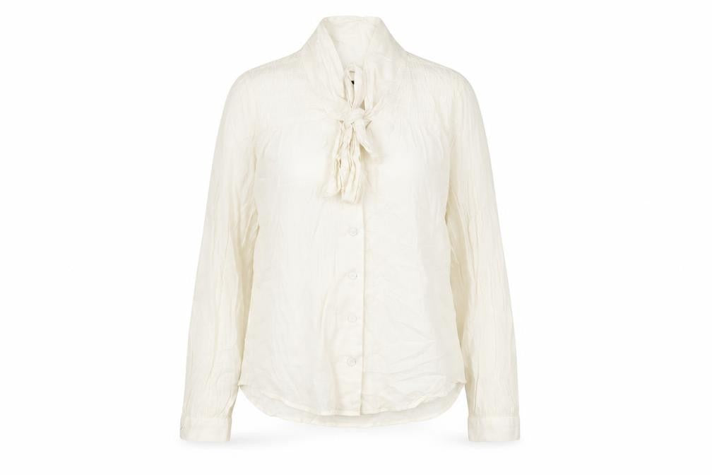 H&M Womens Ivory Viscose Basic Button-Up Size 10 Round Neck