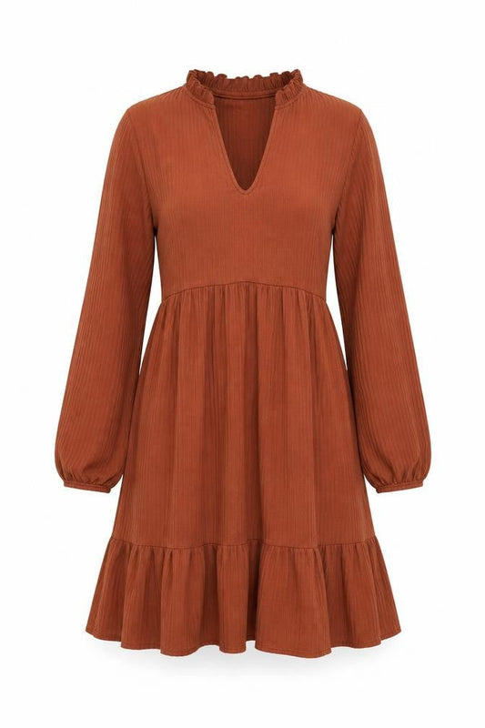 New Look Womens Brown Polyester Shift Size 12 V-Neck Pullover