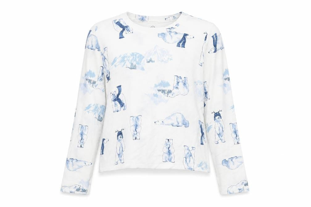 Gilly Hicks Womens White Geometric Polyester Top Pyjama Top Size L