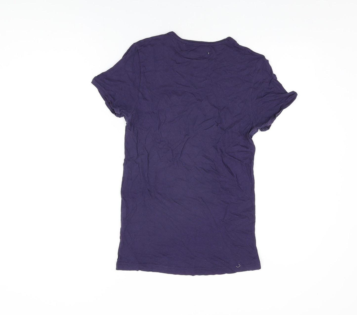 Zara Womens Blue Cotton Basic T-Shirt Size S Round Neck