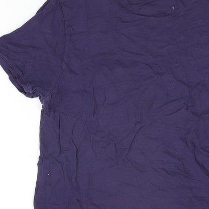 Zara Womens Blue Cotton Basic T-Shirt Size S Round Neck