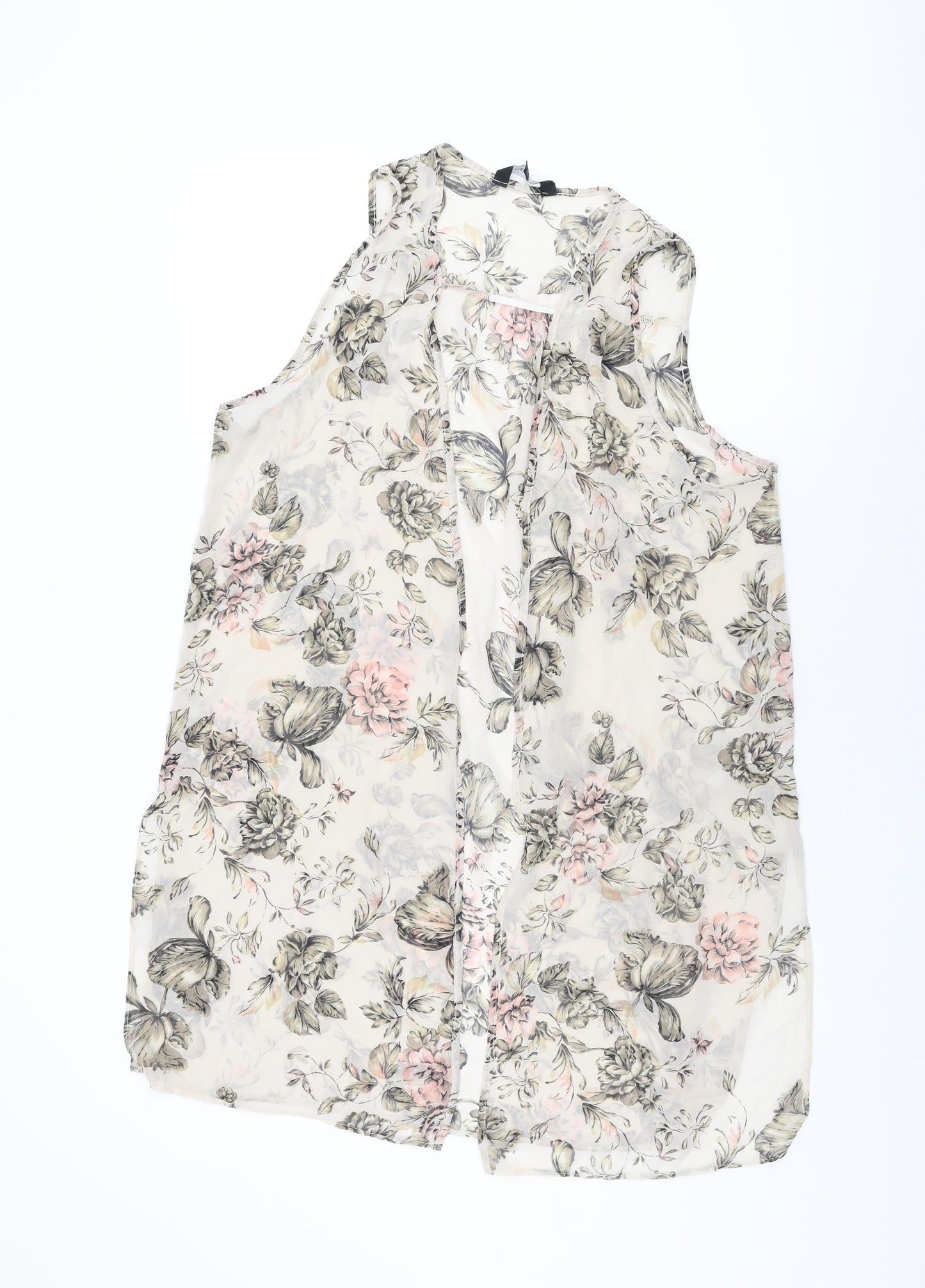 New Look Womens Beige Floral Polyester Basic Blouse Size 12 V-Neck