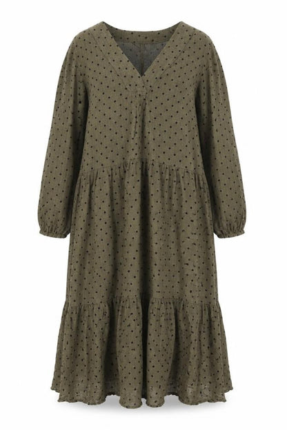 Zara Womens Green Polka Dot Polyester Shift Size S V-Neck Pullover