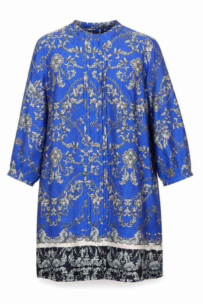 Paraphrase Womens Blue Floral Polyester Shift Size XL Round Neck Button