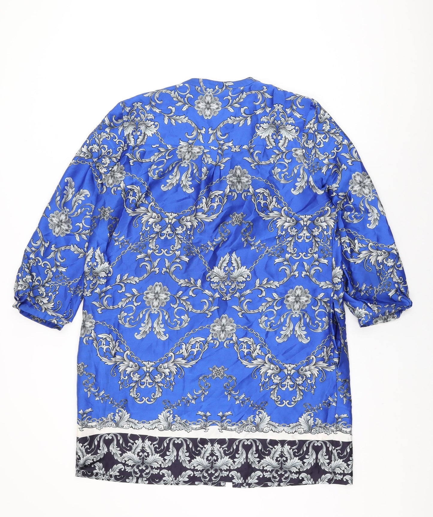 Paraphrase Womens Blue Floral Polyester Shift Size XL Round Neck Button
