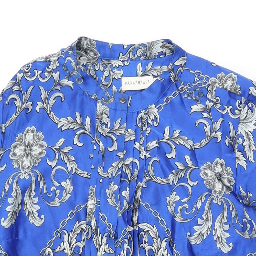 Paraphrase Womens Blue Floral Polyester Shift Size XL Round Neck Button