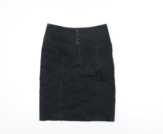 Red Herring Womens Black Polyester Straight & Pencil Skirt Size 10 Zip