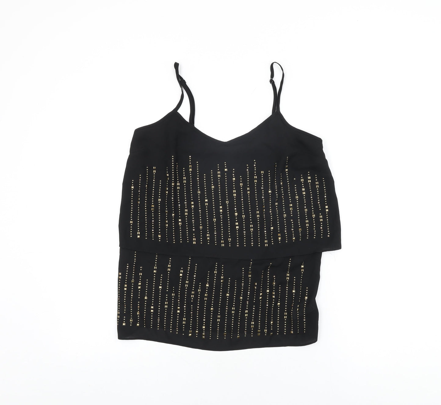 NEXT Womens Black Polyester Camisole T-Shirt Size 10 V-Neck