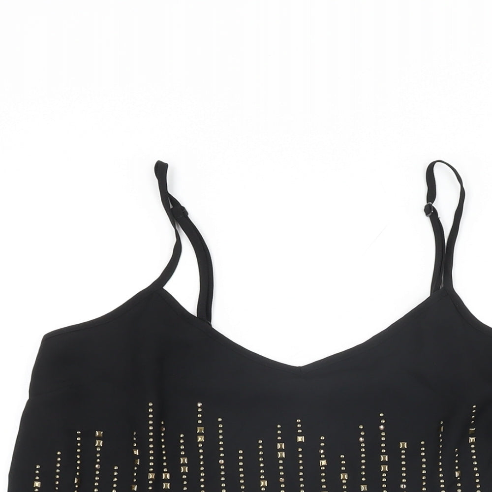 NEXT Womens Black Polyester Camisole T-Shirt Size 10 V-Neck