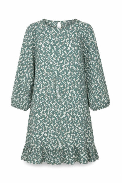 Next Womens Green Floral Viscose Shift Size 12 Round Neck Button