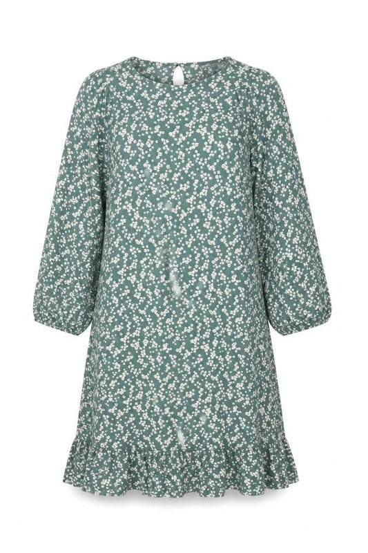 Next Womens Green Floral Viscose Shift Size 12 Round Neck Button