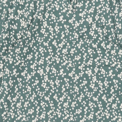 Next Womens Green Floral Viscose Shift Size 12 Round Neck Button
