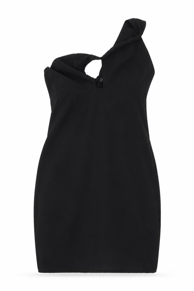 Missguided Womens Black Polyester Shift Size 16 One Shoulder Zip