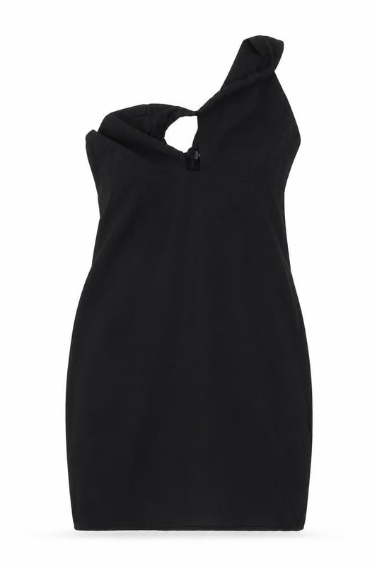 Missguided Womens Black Polyester Shift Size 16 One Shoulder Zip