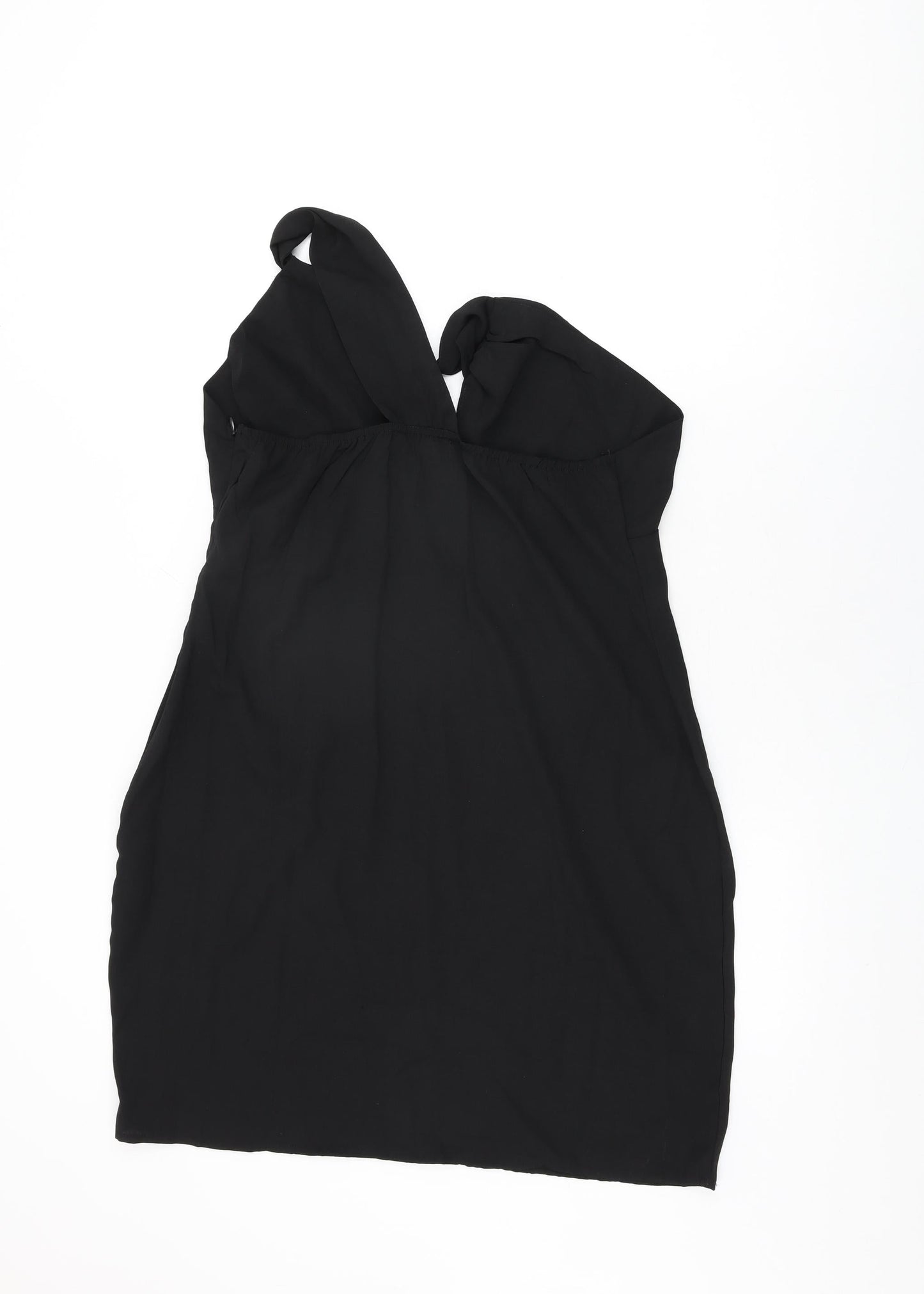Missguided Womens Black Polyester Shift Size 16 One Shoulder Zip