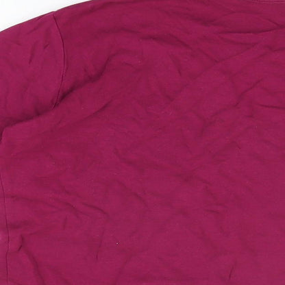 Isle Womens Pink Floral Cotton Basic T-Shirt Size M Round Neck