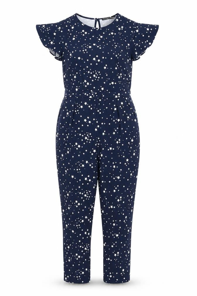 Definitions Womens Blue Geometric Polyester Jumpsuit One-Piece Size 10 L25 in Zip