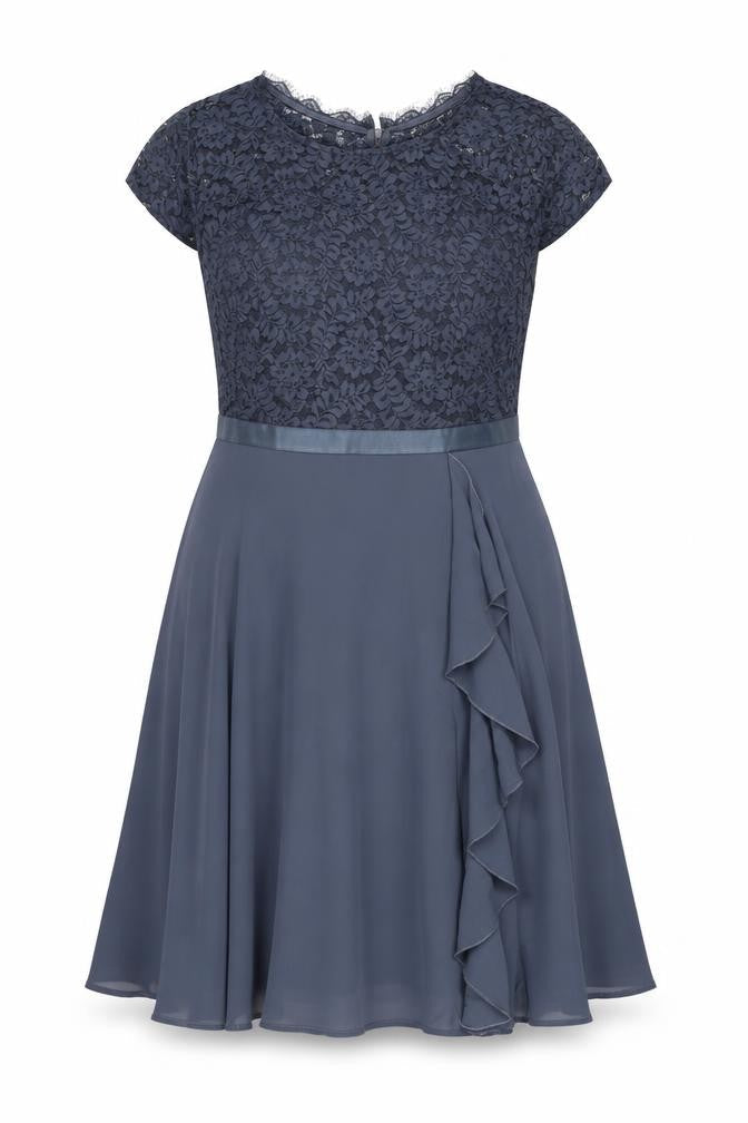 Miusol Womens Blue Floral Polyester A-Line Size 2XL Round Neck Zip