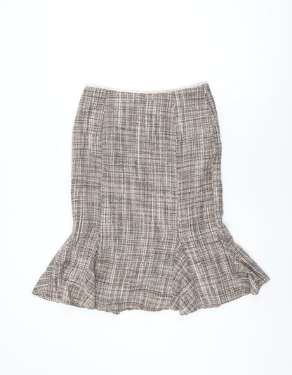 Next Womens Beige Acrylic Flare Skirt Size 8 Zip