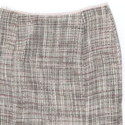 Next Womens Beige Acrylic Flare Skirt Size 8 Zip