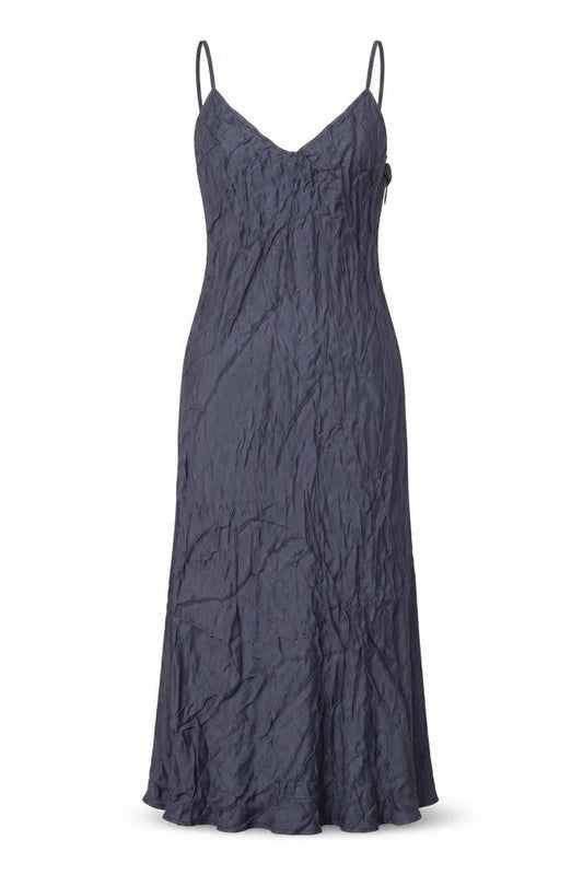 Zara Womens Blue Polyester Slip Dress Size L V-Neck Zip