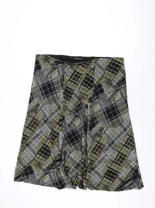 Anna Rose Womens Black Plaid Polyester Swing Skirt Size 20
