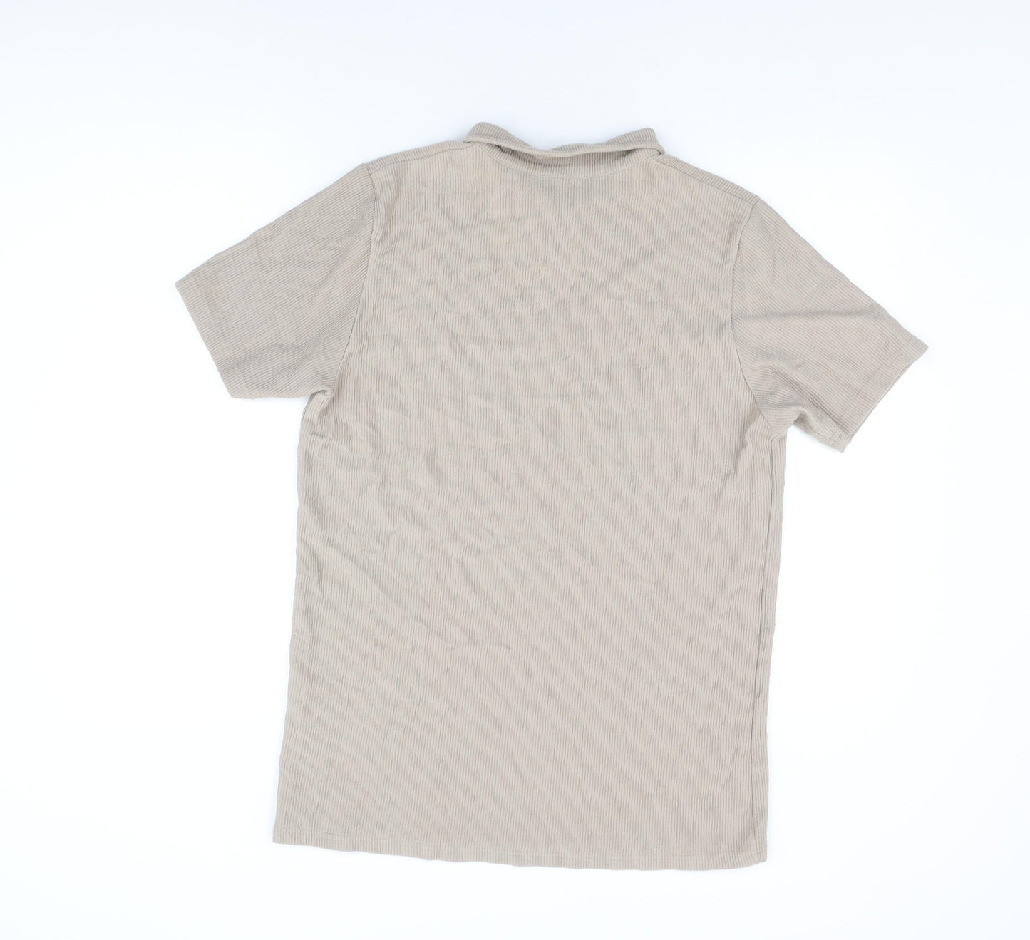 Boohoo Mens Beige Polyester Polo Size L Collared Zip