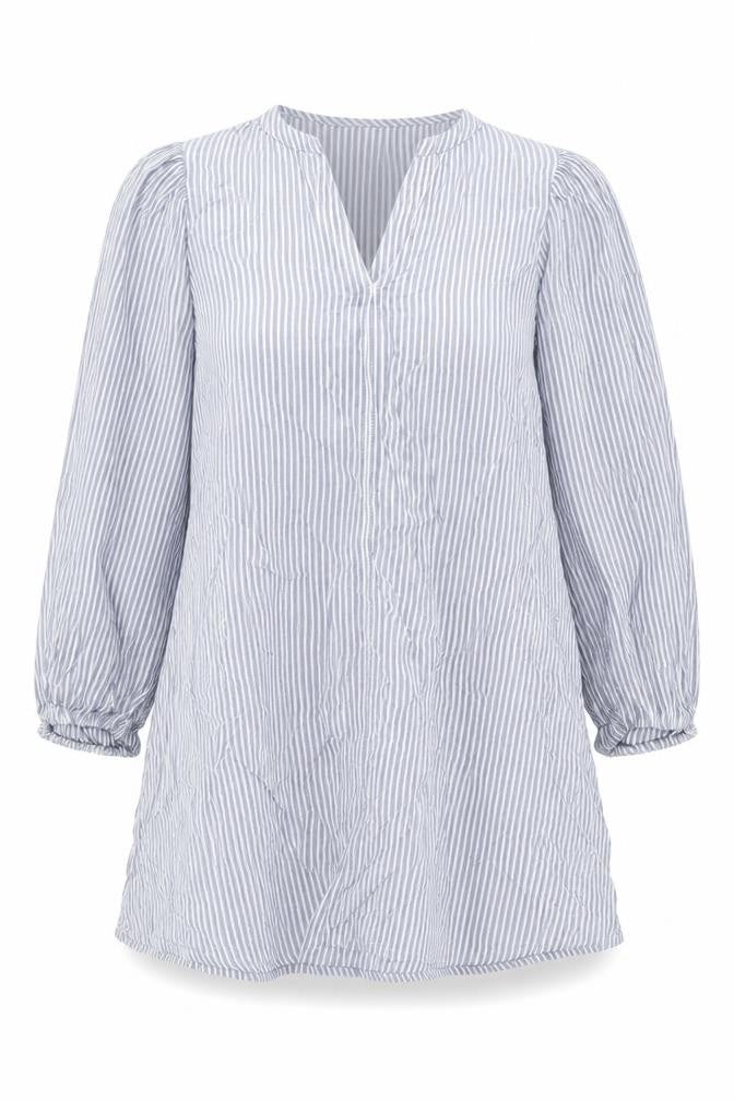 H&M Womens Blue Striped Cotton Shift Size S V-Neck Pullover