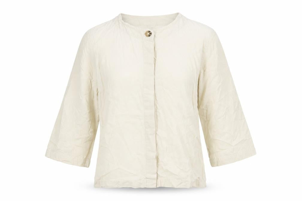 Orvis Womens Beige Cotton Basic Button-Up Size 6 Round Neck