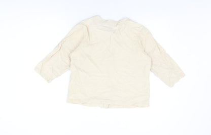 Orvis Womens Beige Cotton Basic Button-Up Size 6 Round Neck
