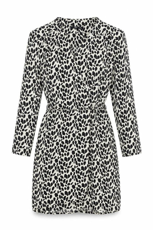 Mango Womens White Geometric Polyester Wrap Dress Size S V-Neck Pullover