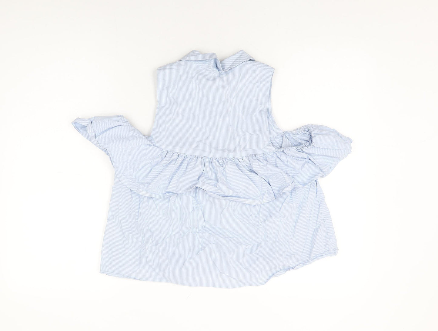 IVIVI Womens Blue Striped Cotton Basic T-Shirt Size M Collared
