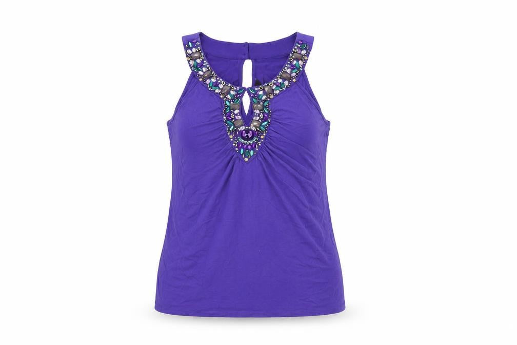 Julien Macdonald Womens Purple Viscose Basic T-Shirt Size 12 Round Neck