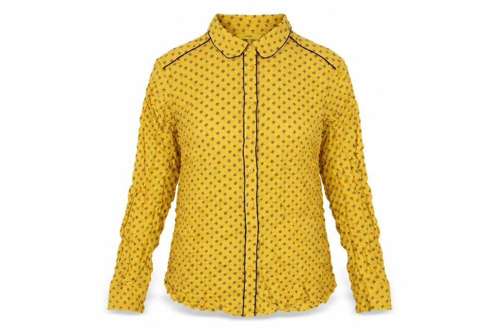 NEXT Womens Yellow Geometric Modal Basic Button-Up Size 12 Collared