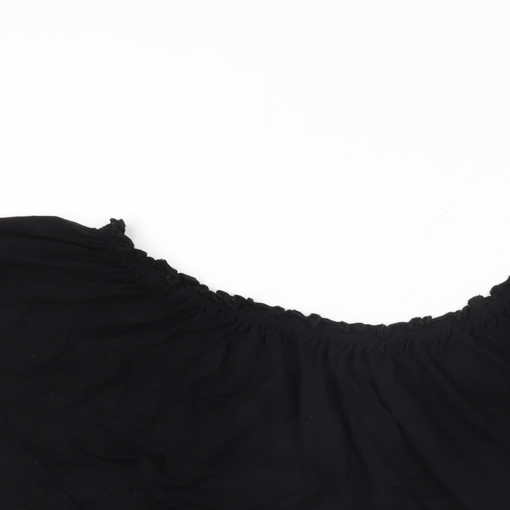 M&Co Womens Black Viscose Basic T-Shirt Size 18 Round Neck