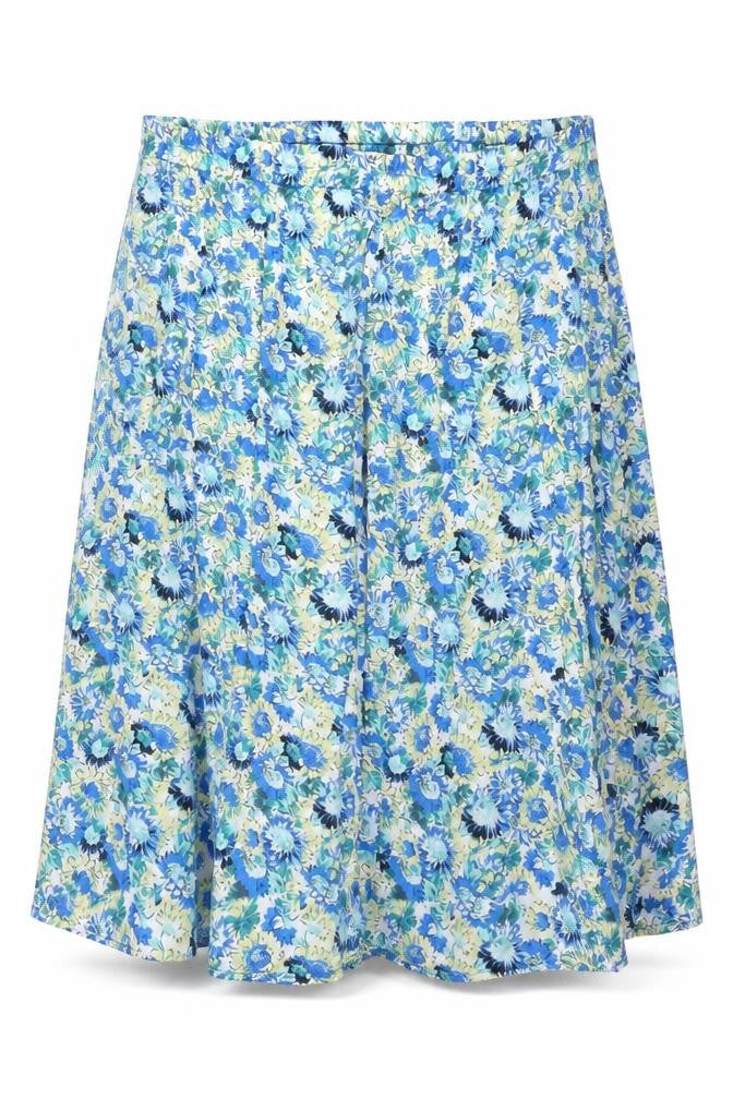Amber Womens Blue Floral Polyester Swing Skirt Size 22