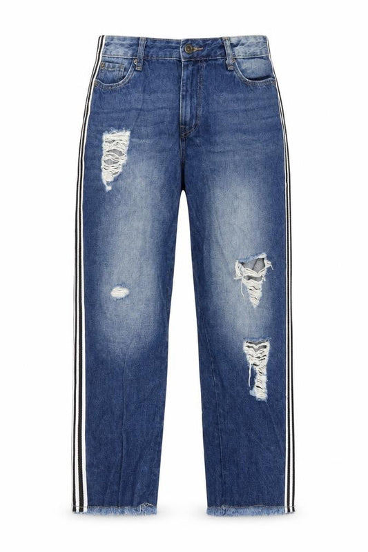 Onlu Womens Blue Cotton Mom Jeans Size L L26 in Regular Button