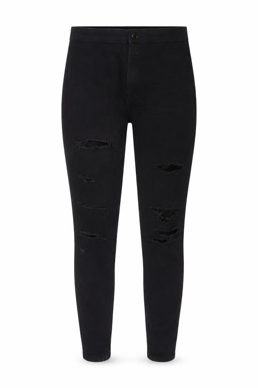 Topshop Womens Black Cotton Skinny Jeans Size 32 in L26 in Regular Button