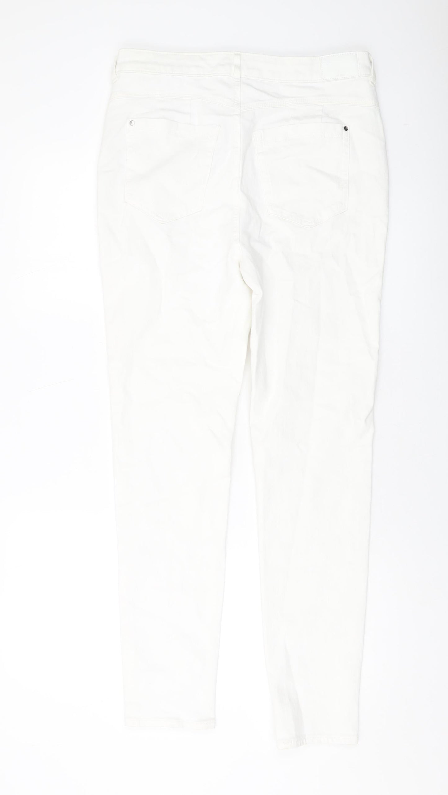 Marks and Spencer Womens Ivory Cotton Skinny Jeans Size 32 in L29 in Regular Button