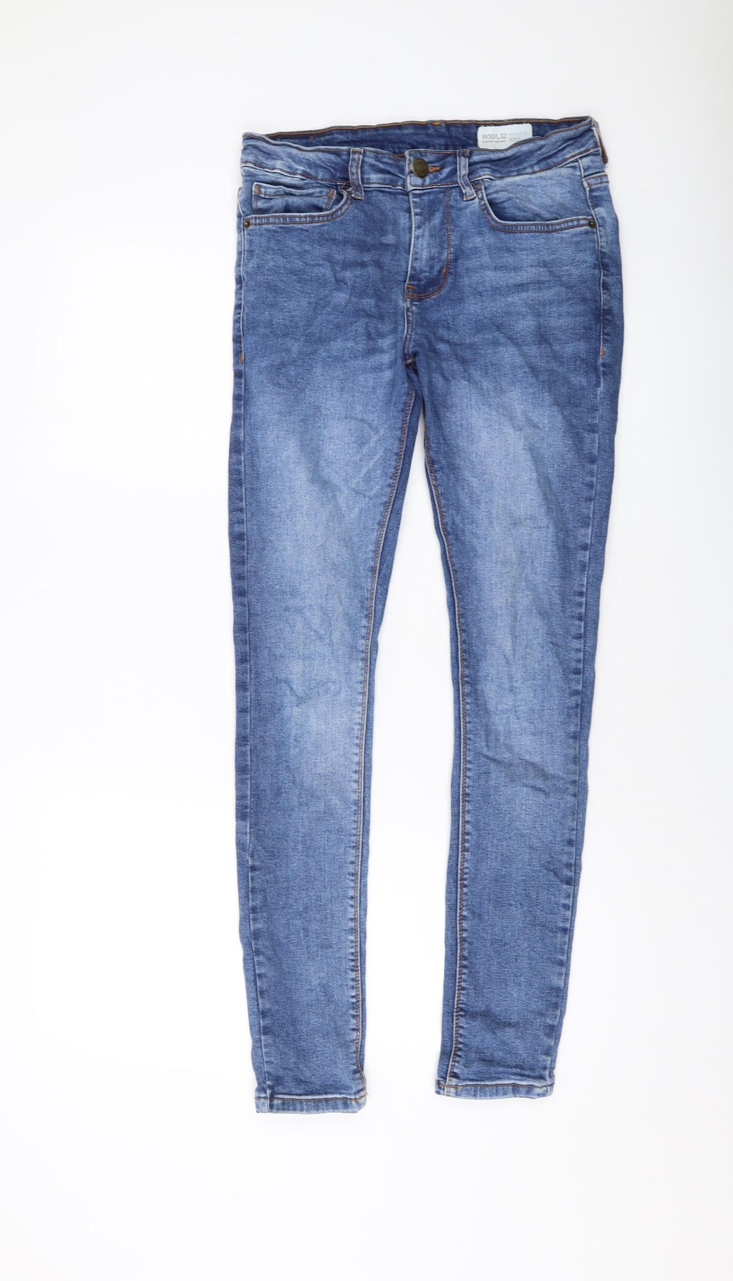Denim & Co. Mens Blue Cotton Skinny Jeans Size 30 in L32 in Regular Button