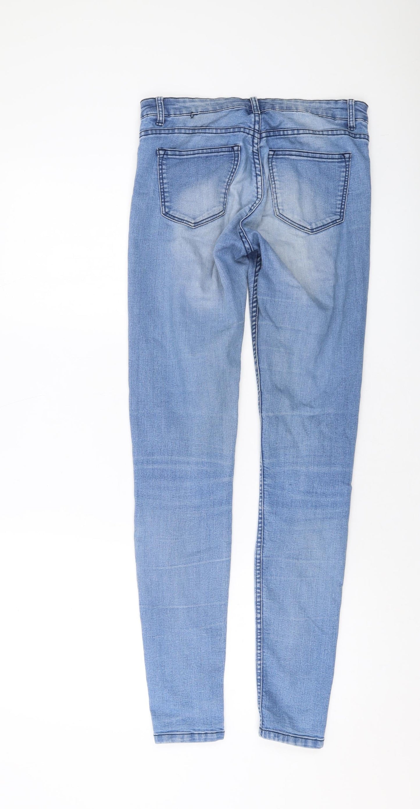 H&M Womens Blue Cotton Skinny Jeans Size 6 L30 in Regular Button